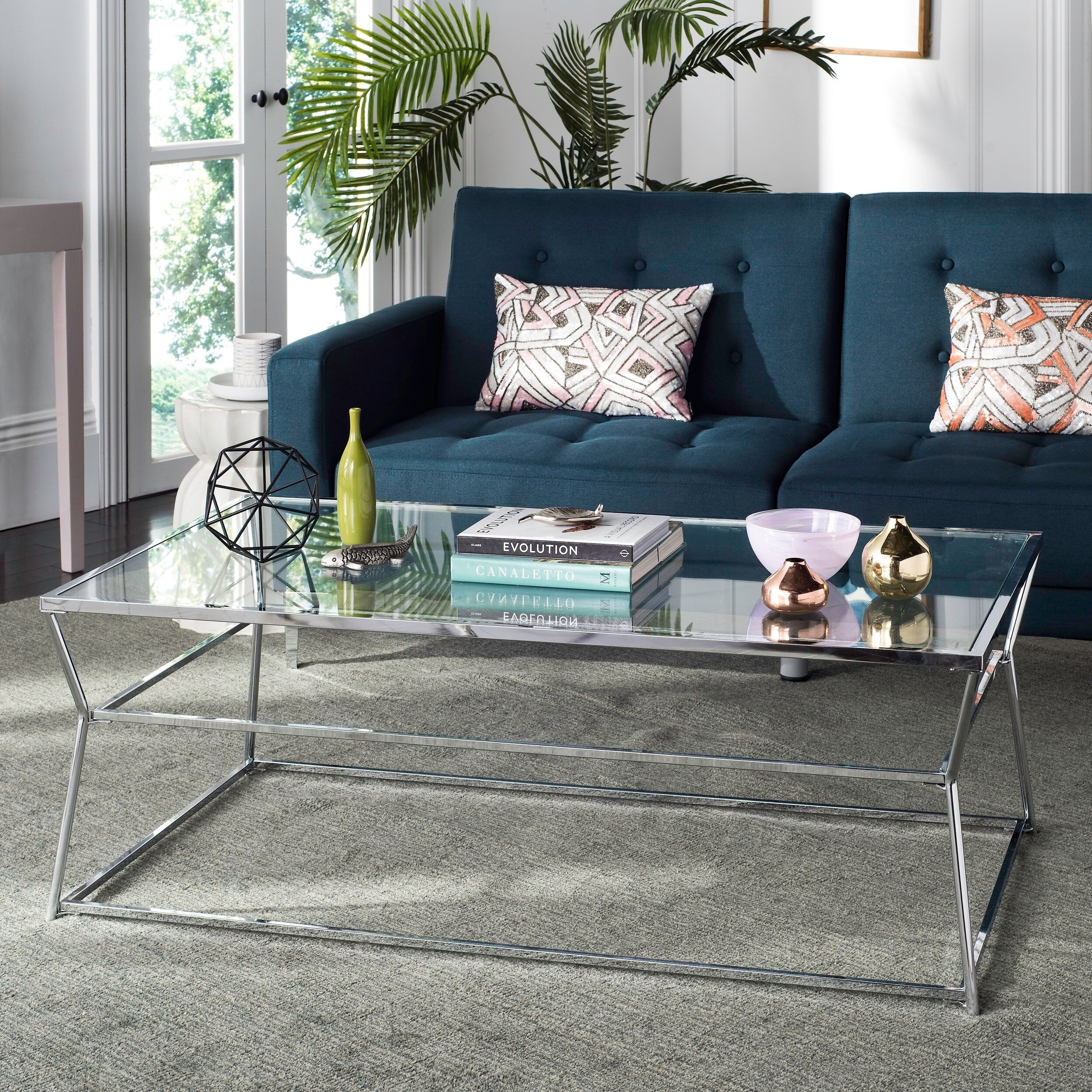 Shop Safavieh Ellie Glass Chrome Coffee Table 51 2 X 27 6 X 17 7 On Sale Overstock 14585177