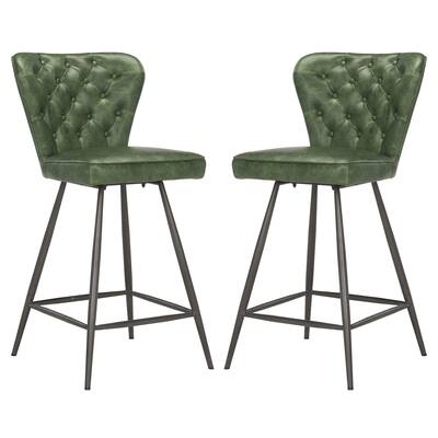 SAFAVIEH Ashby 37-inch Green Counter Stool (Set of 2) - 16.9" x 21.7" x 37"