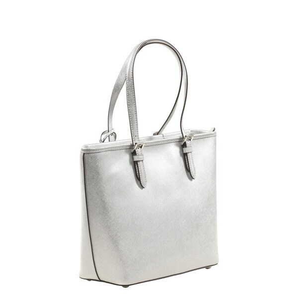 michael kors silver metallic tote bag