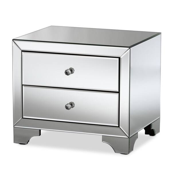 Shop Glam Silver Mirrored Nightstand By Baxton Studio Free