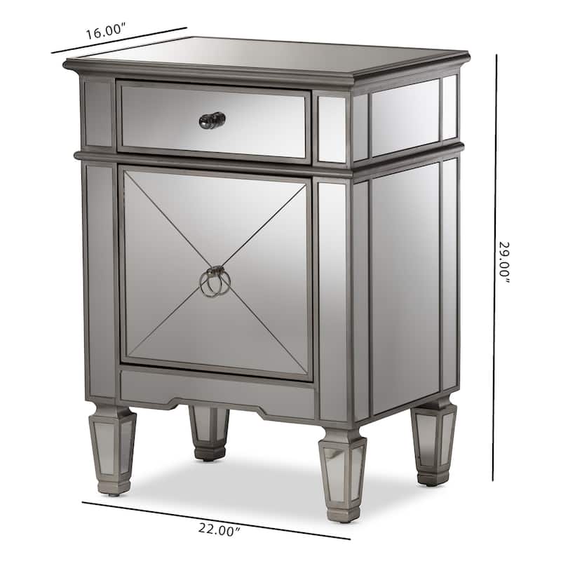Baxton Studio Claudia Hollywood Regency Glamour Style Mirrored End Table
