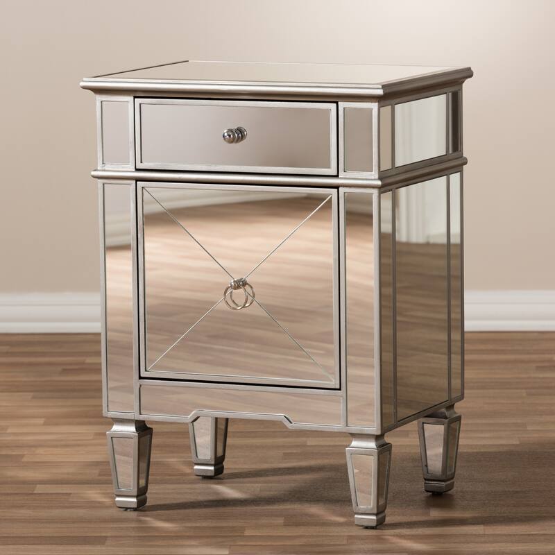 Baxton Studio Claudia Hollywood Regency Glamour Style Mirrored End Table