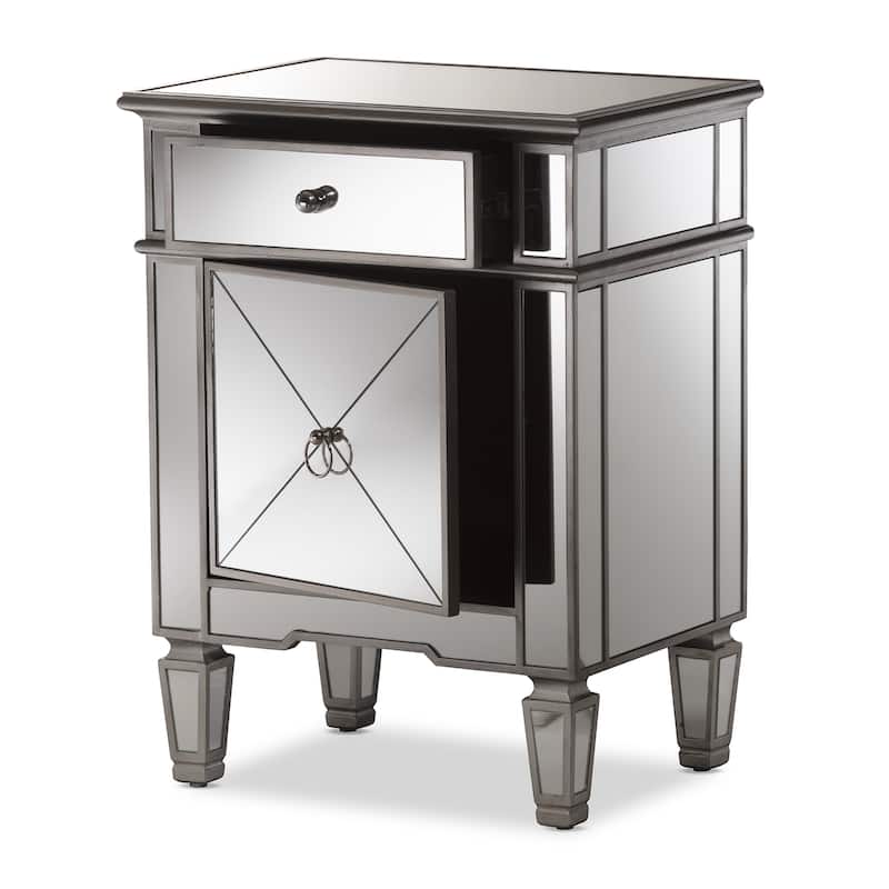 Baxton Studio Claudia Hollywood Regency Glamour Style Mirrored End Table