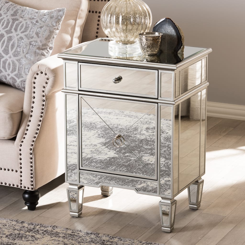 Baxton Studio Claudia Hollywood Regency Glamour Style Mirrored End Table