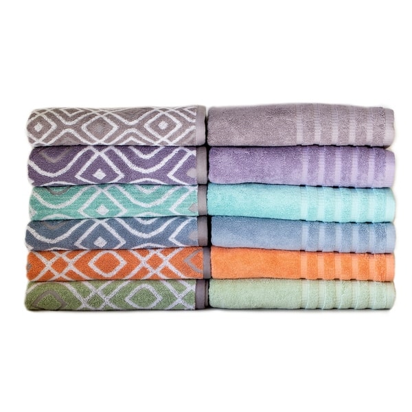 6 Piece Yarn Dyed Towel Set Oxford Aqua