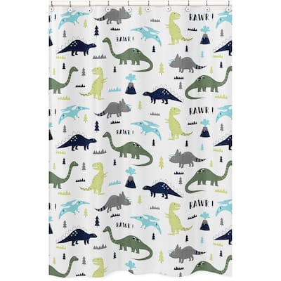 Sweet Jojo Designs Shower Curtain for the Blue and Green Mod Dinosaur Collection - Multi