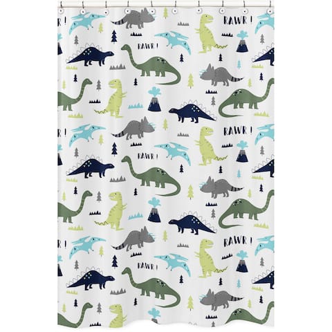 Sweet Jojo Designs Shower Curtain for the Blue and Green Mod Dinosaur Collection - Multi