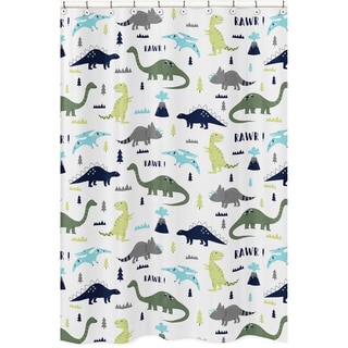 Sweet Jojo Designs Shower Curtain for the Blue and Green Mod Dinosaur Collection - Multi