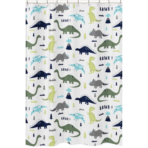 slide 2 of 2, Sweet Jojo Designs Shower Curtain for the Blue and Green Mod Dinosaur Collection - Multi