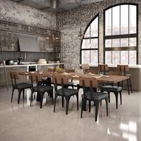 Carbon Loft Kettering Table with 40" x 84" Distressed Solid Birch Top and 2 extension leaves 18"