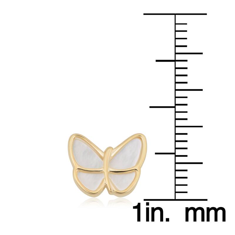 14k Yellow Gold Mother of Pearl Butterfly Earrings
