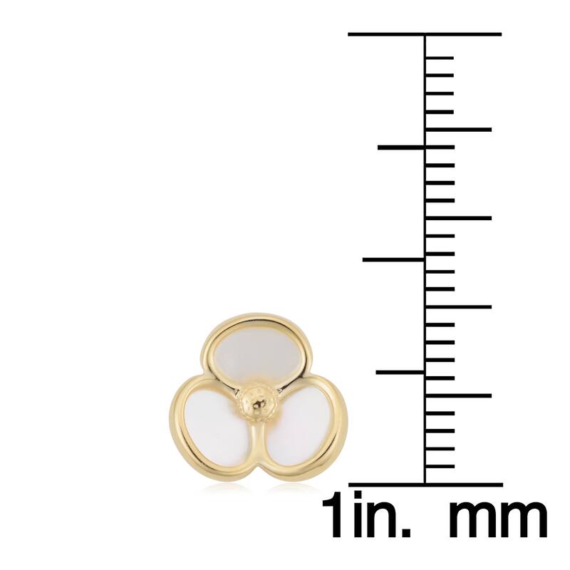 14k Yellow Gold Mother of Pearl Flower Earrings