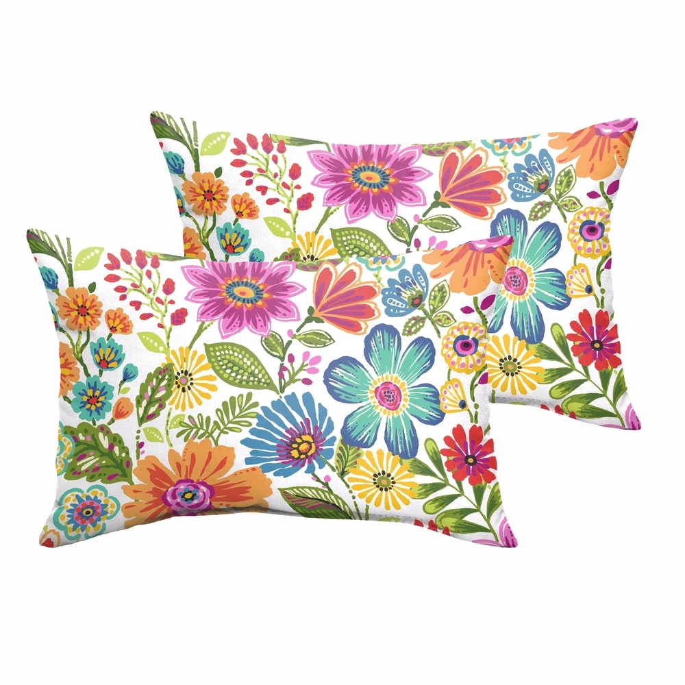 Galliford Multi Floral Indoor/ Outdoor 13 x 20 inch Knife Edge Pillow Set