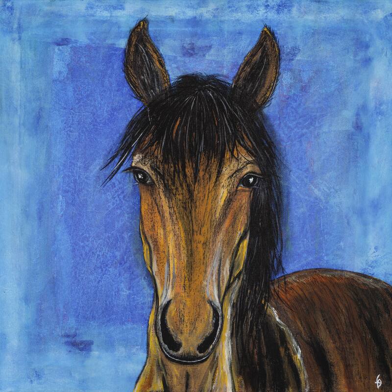 'Hidalgo Mustang Horse' Painting Print on Wrapped Canvas - Multi-Color