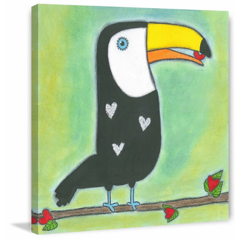 'Sweet Toucan' Painting Print on Wrapped Canvas - Black