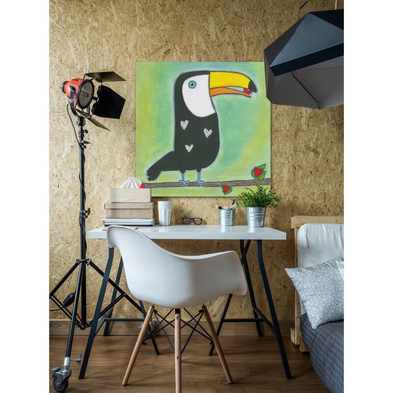 'Sweet Toucan' Painting Print on Wrapped Canvas - Black