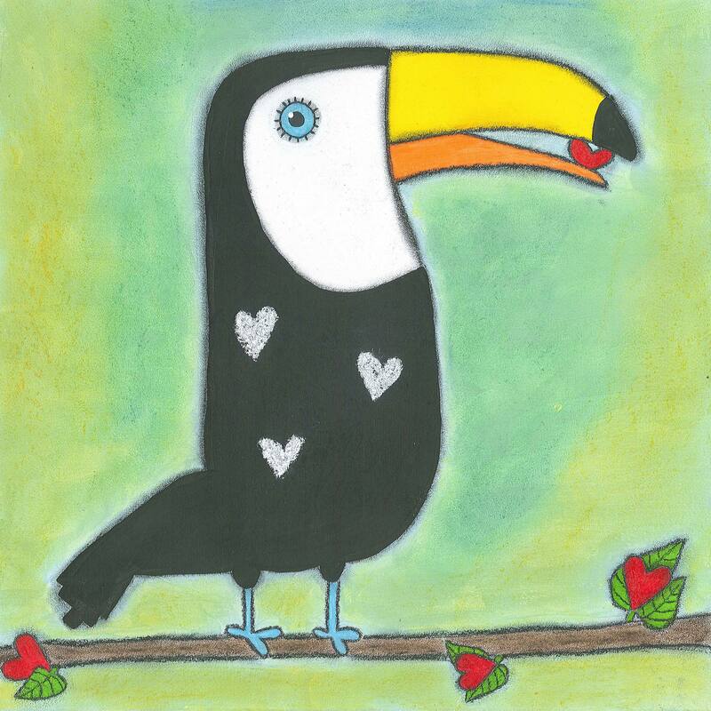 'Sweet Toucan' Painting Print on Wrapped Canvas - Black