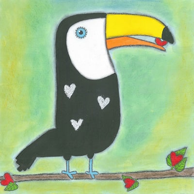 'Sweet Toucan' Painting Print on Wrapped Canvas - Black
