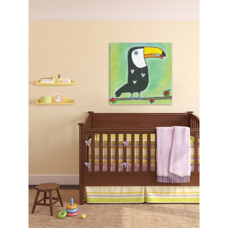 'Sweet Toucan' Painting Print on Wrapped Canvas - Black