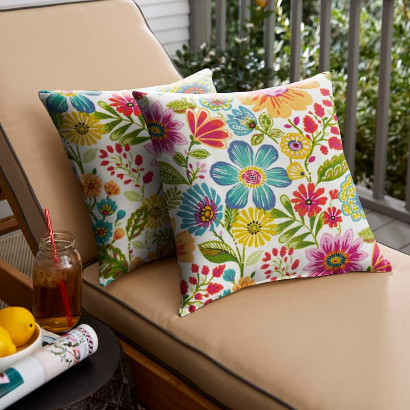 Watch Hill Multicolor Floral Indoor/ Outdoor Knife Edge Pillow by Havenside Home- Set of 2