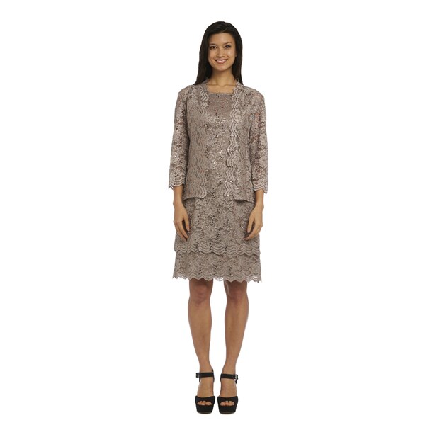 R&M Richards Gold Spandex and Polyester Jacket Dress