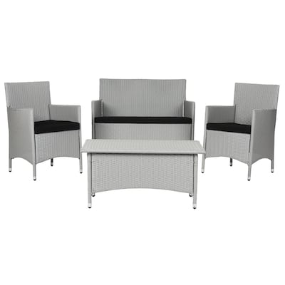 SAFAVIEH Mojavi 4 Pc Grey/ Black Wicker Set
