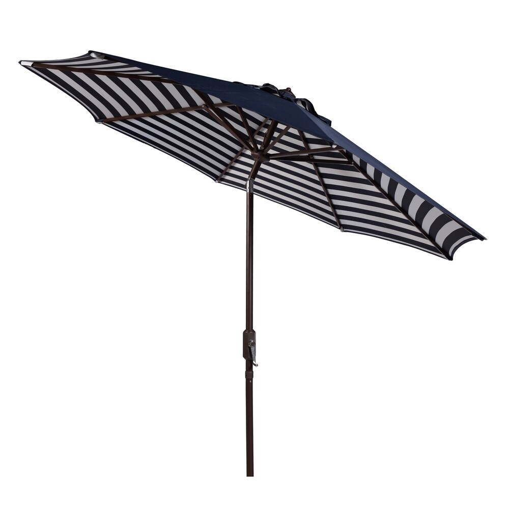 Shop Black Friday Deals On Safavieh Athens Navy White Inside Out Striped 9 Foot Outdoor Umbrella Overstock 14586557