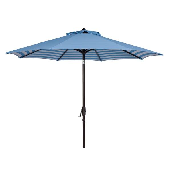 Shop Black Friday Deals On Safavieh Athens Inside Out Striped 9 Ft Crank Blue White Outdoor Umbrella Overstock 14586559