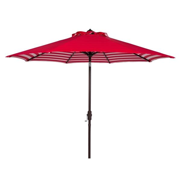 Shop Black Friday Deals On Safavieh Athens Inside Out Striped 9 Ft Crank Red White Outdoor Umbrella Overstock 14586562