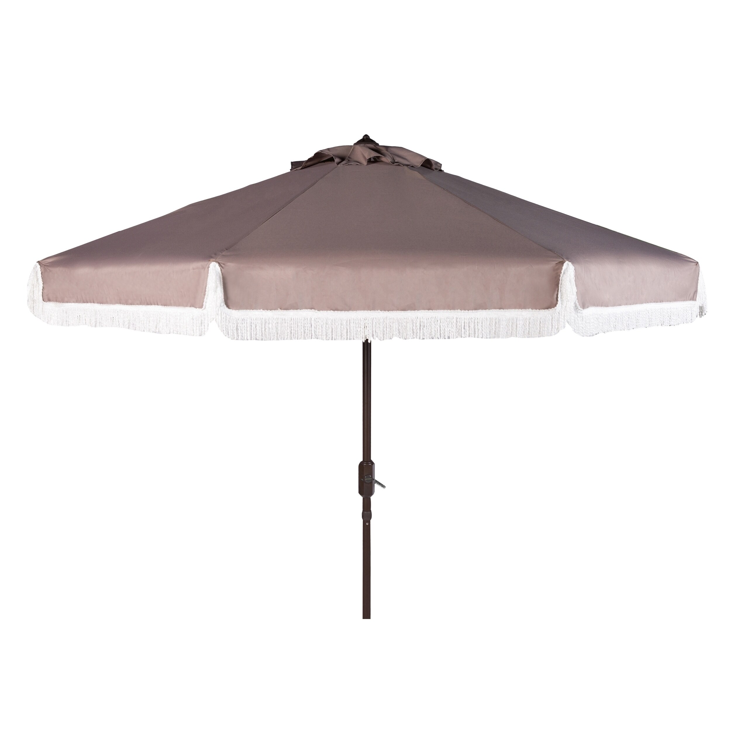 Shop Black Friday Deals On Safavieh Milan Fringe 9 Ft Crank Grey White Outdoor Umbrella Base Not Included Overstock 14586564