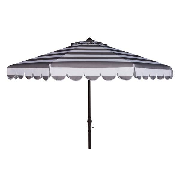 Shop Black Friday Deals On Safavieh Maui Single Scallop Striped 9 Ft Grey White Crank Umbrella On Sale Overstock 14586613