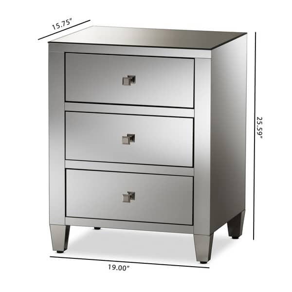Glam Silver Mirrored Nightstand 2 Piece Set By Baxton Studio On Sale Overstock 14587132