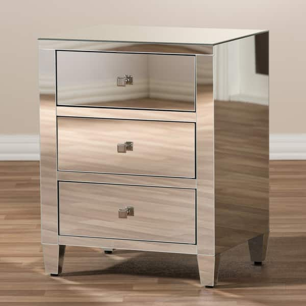 Shop Glam Silver Mirrored Nightstand 2 Piece Set By Baxton Studio On Sale Overstock 14587132