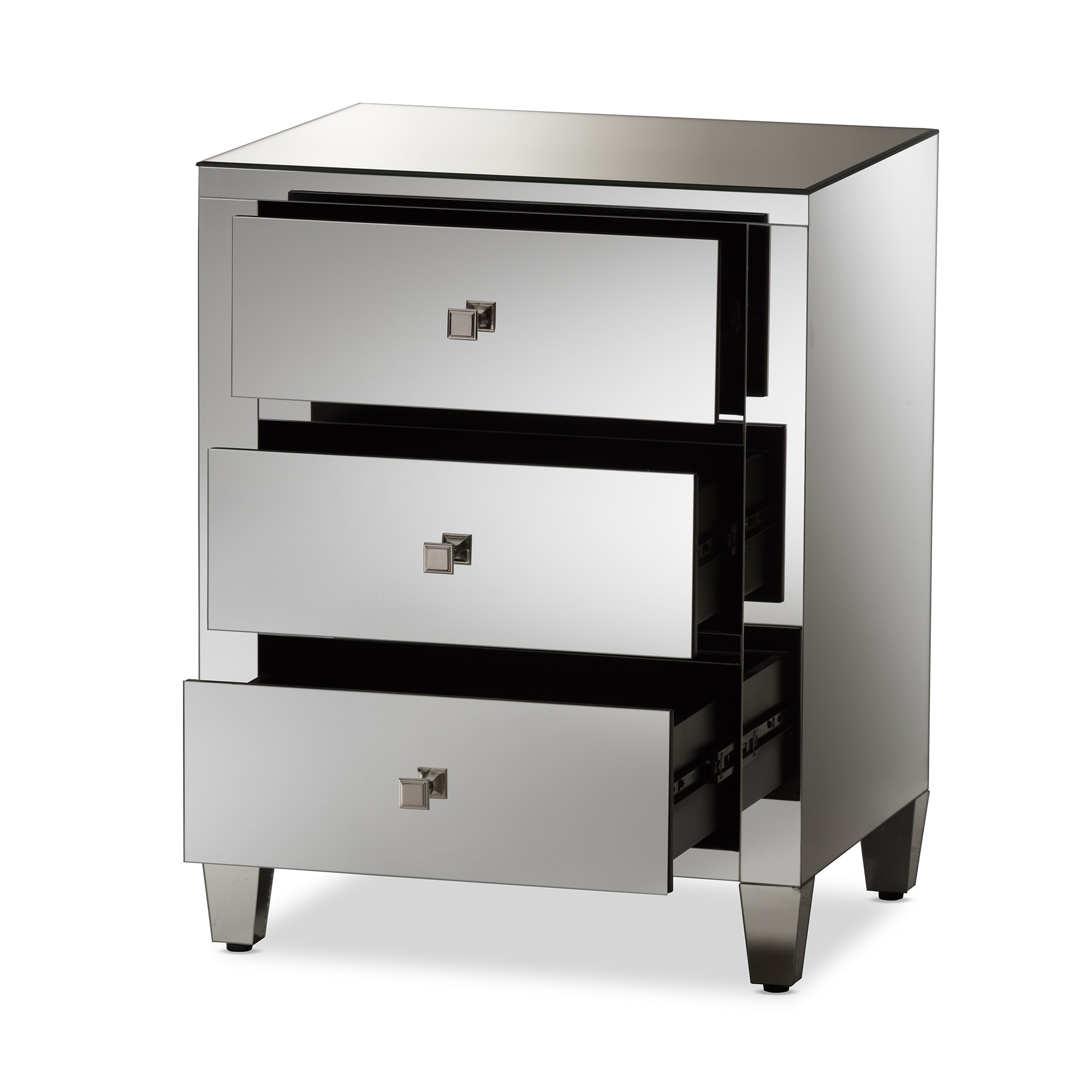 Shop for mirrored nightstands in nightstands. glam silver mirrored nightstand 2 piece set by baxton studio