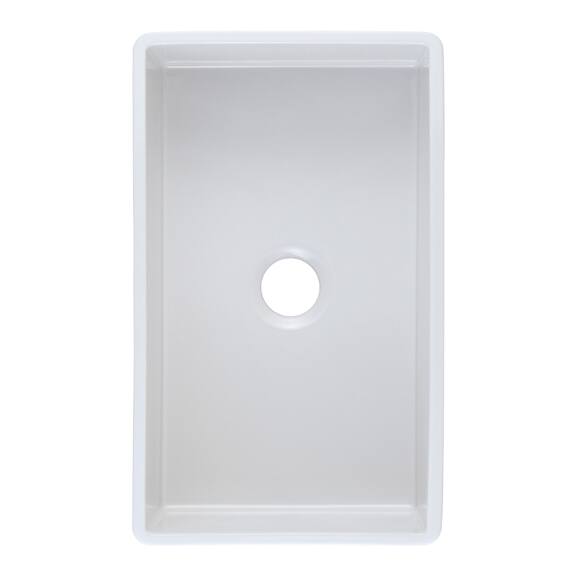 Olde London Fireclay 33" L x 18" W Single Bowl Farmhouse Kitchen Sink with Grid & Strainer in White