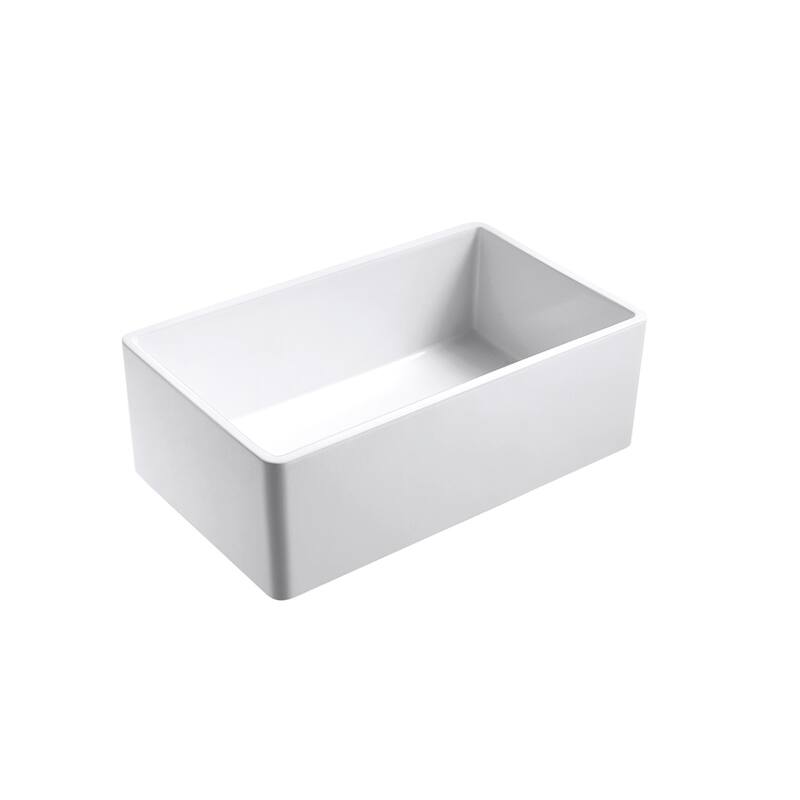 Olde London Fireclay 33" L x 18" W Single Bowl Farmhouse Kitchen Sink with Grid & Strainer in White