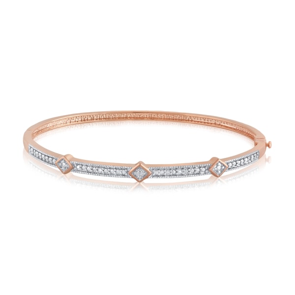 Divina Silver Overlay and Goldtone Diamond Accent Bangle - n/a