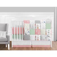 Sweet Jojo Designs Coral and Mint Woodsy Collection 9-piece Crib Bedding Set