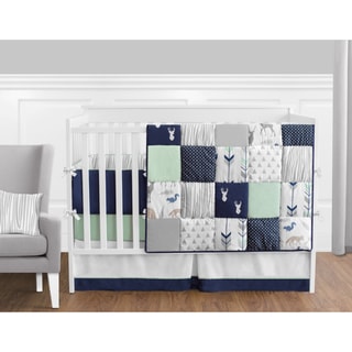 Sweet Jojo Designs Navy and Mint Woodsy Collection 9-piece Crib Bedding Set