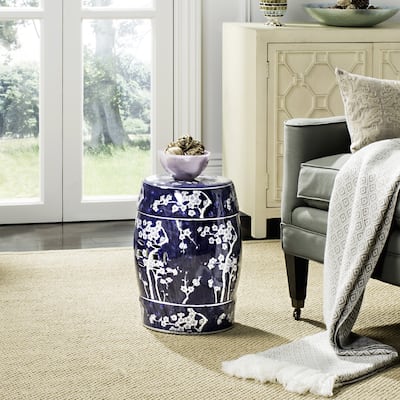 SAFAVIEH Midnight Kiss Blue Ceramic Decorative Garden Stool