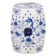preview thumbnail 1 of 2, SAFAVIEH Cloud 9 Chinoiserie Blue Koi Ceramic Decorative Garden Stool