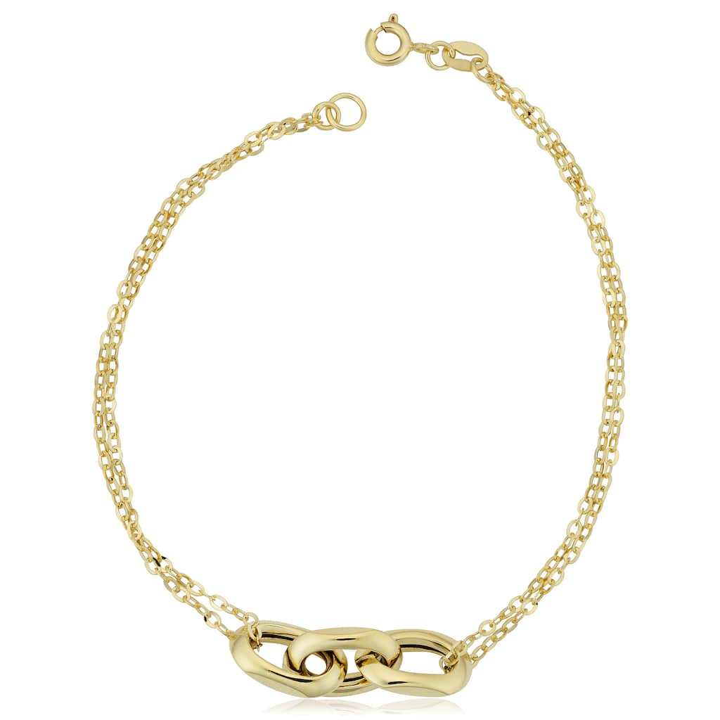 Fremada Italian 10k Yellow Gold Oval Links and Double Strand Forzatina Bracelet (7.5 inches)