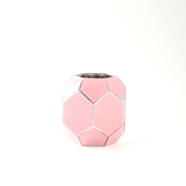 Rose Pink Glass Geometric Vase
