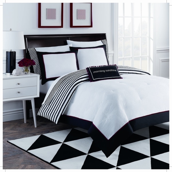 Shop Dahlia 8 Piece Black and White Comforter Set - Free ...