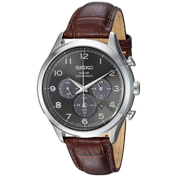 seiko solar chronograph leather strap