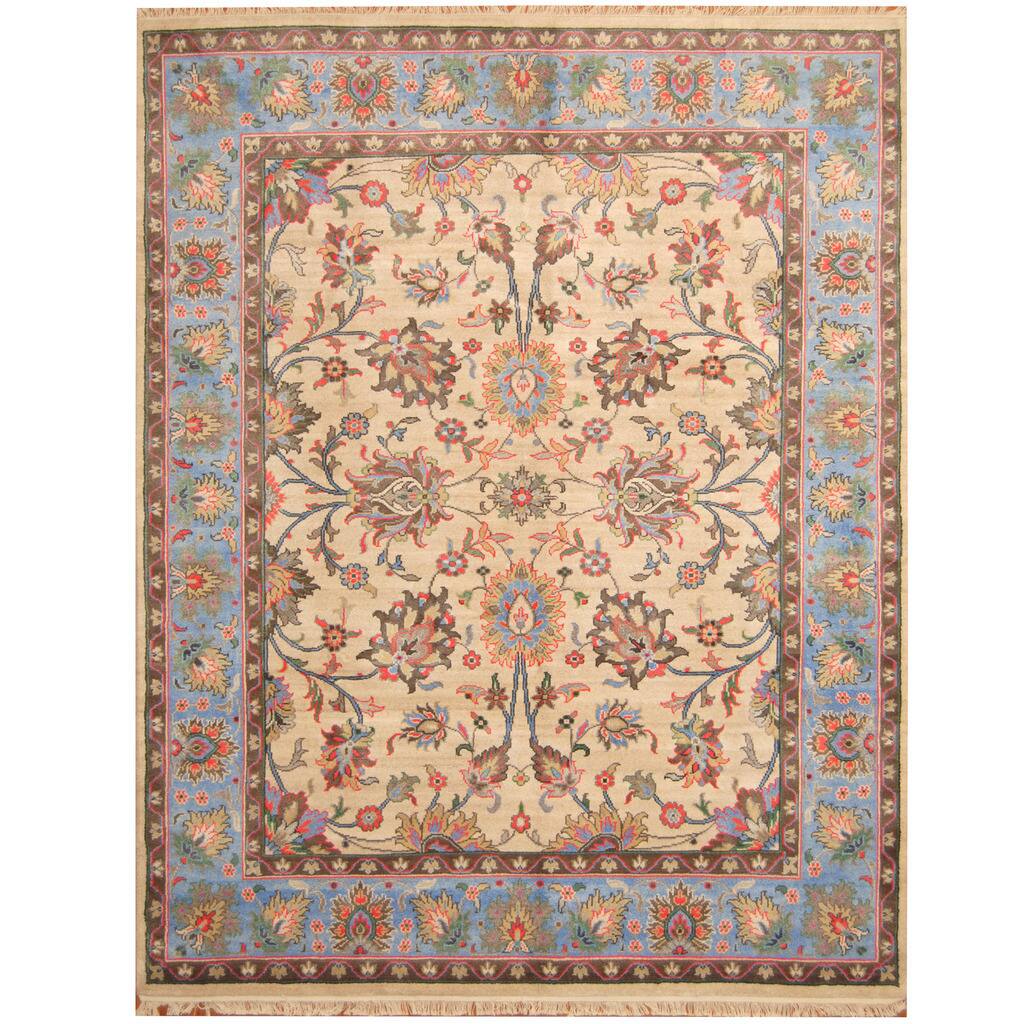 Handmade One-of-a-Kind Vegetable Dye Oushak Wool Rug (India) - 7'9 x 9'10