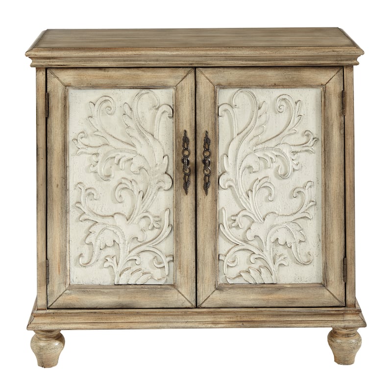 Madison Park Wyatt 2-door carved wood storage cabinet