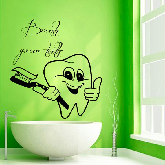 Shop Brush Your Teeth Wall Quotes Vinyl Sticker Bath Words Home Decor Art Mural Kids Room Design Sticker Decal Size