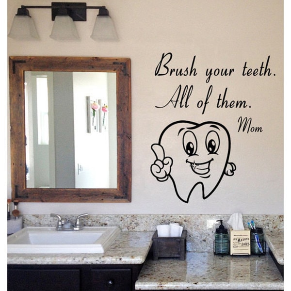 Shop Brush Your Teeth Mom Wall Quotes Vinyl Sticker Bathroom Home Art Mural Kids Room Design Sticker Decal Size