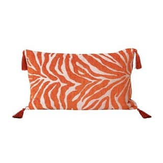 Thro by Marlo Umber Izzy Zebra Print Tassels Throw Pillow - Bed